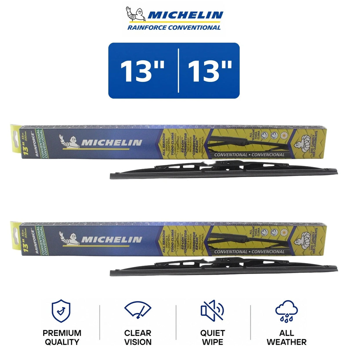 Set of 2 Wiper Blades for Mazda (1970–1984) - Michelin RainForce 13"