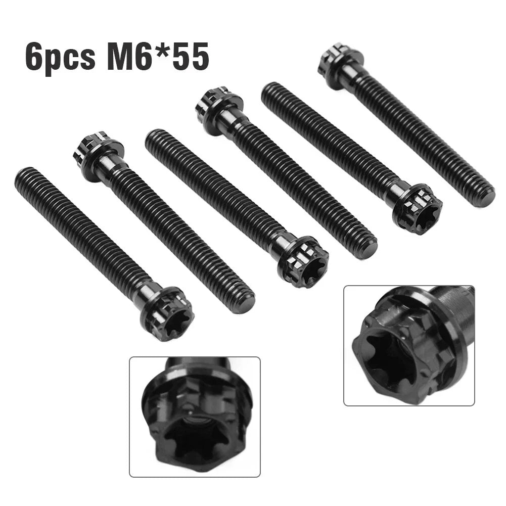 6pcs M6x55mm Titanium Torx Head Flange Screws for Motorcycle Bike