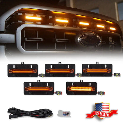 Set of 5 Amber LED Front Grille Lights for Ford F150 (2021–2023)