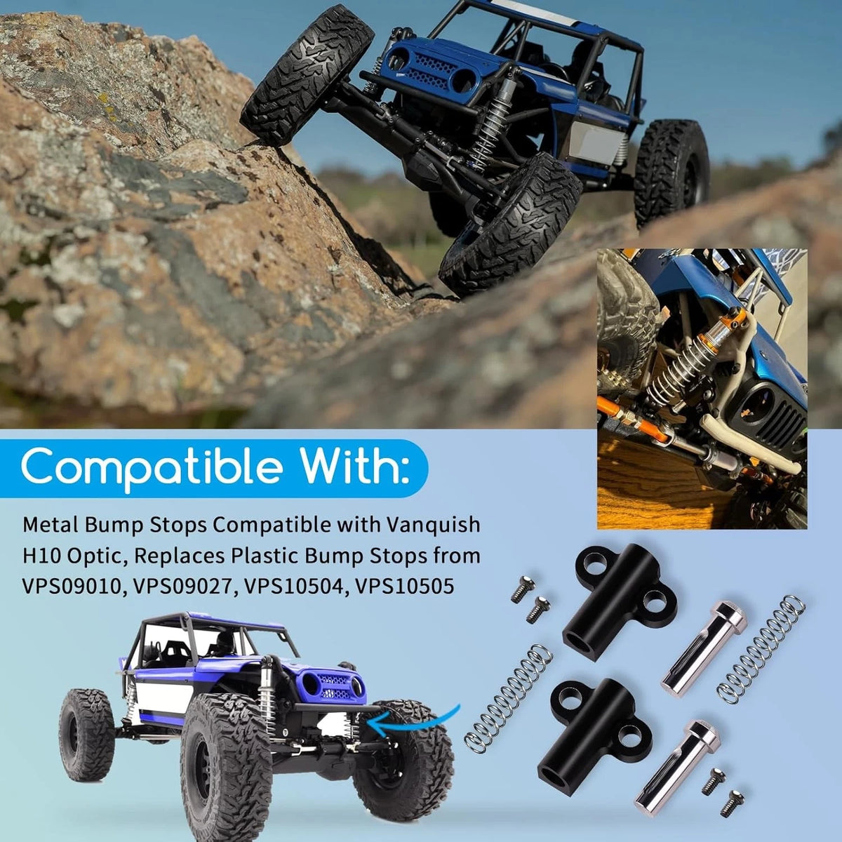1 Pair Metal Bump Stops Upgrade Kit for Vanquish H10 Optic (1:10 Scale RC Crawler)