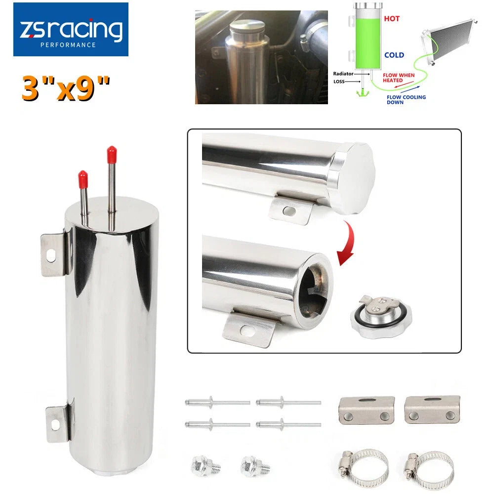 32oz Polished Stainless Steel Radiator Coolant Overflow Catch Tank for