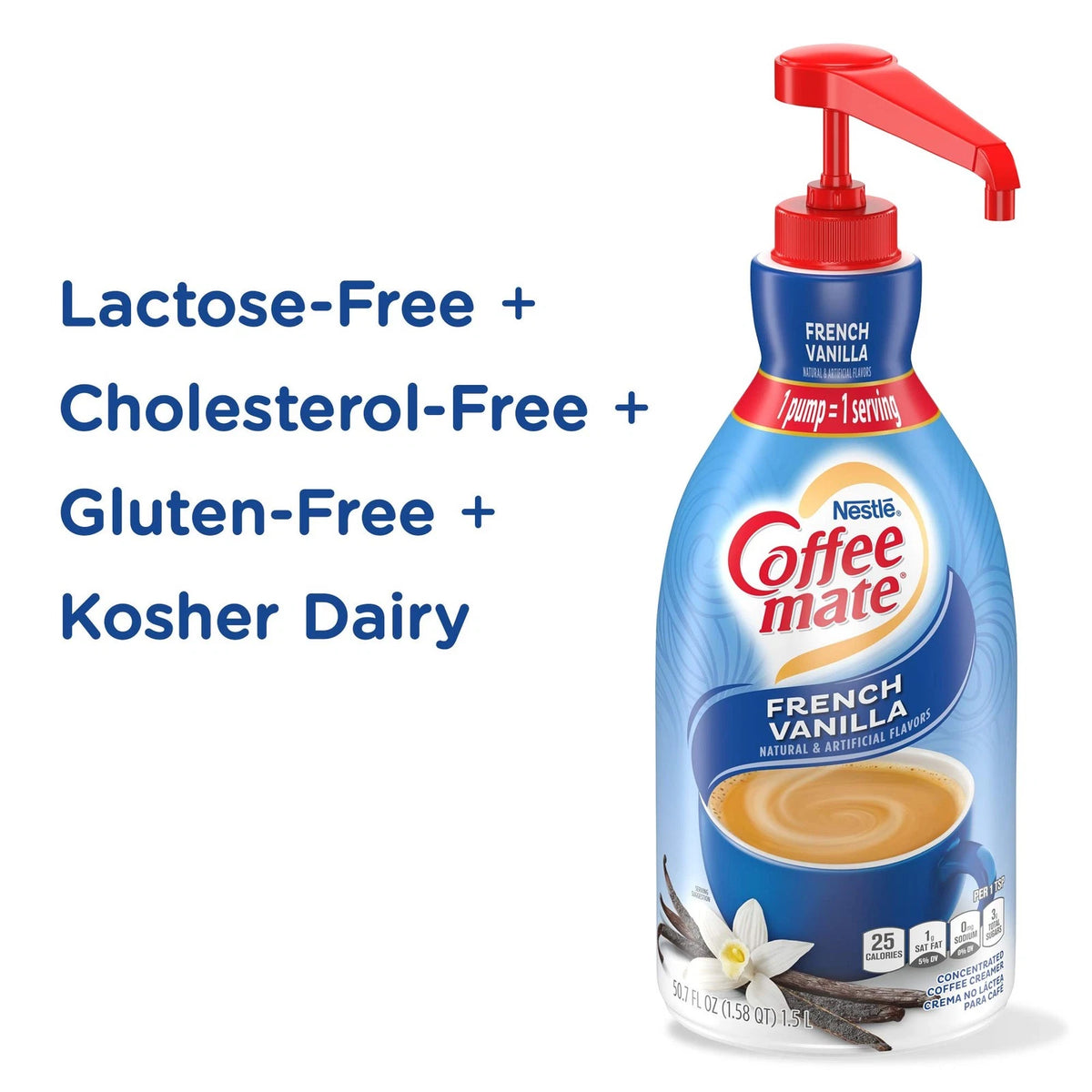 Pack of 4 Coffee Mate Creamer for Coffee (50.7 Fl Oz, French Vanilla)