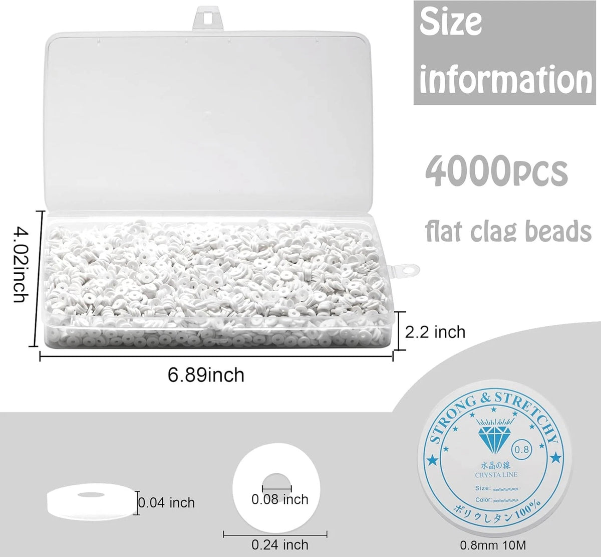 4000 Pcs White Clay Beads for Bracelets (6MM)