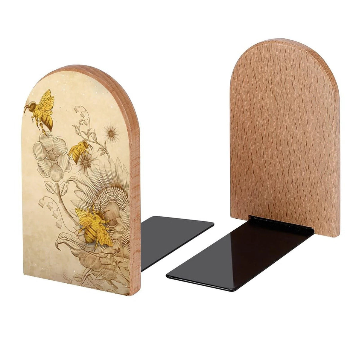 Pair of Decorative Wood Bookends for Shelves, 5x3.1 in
