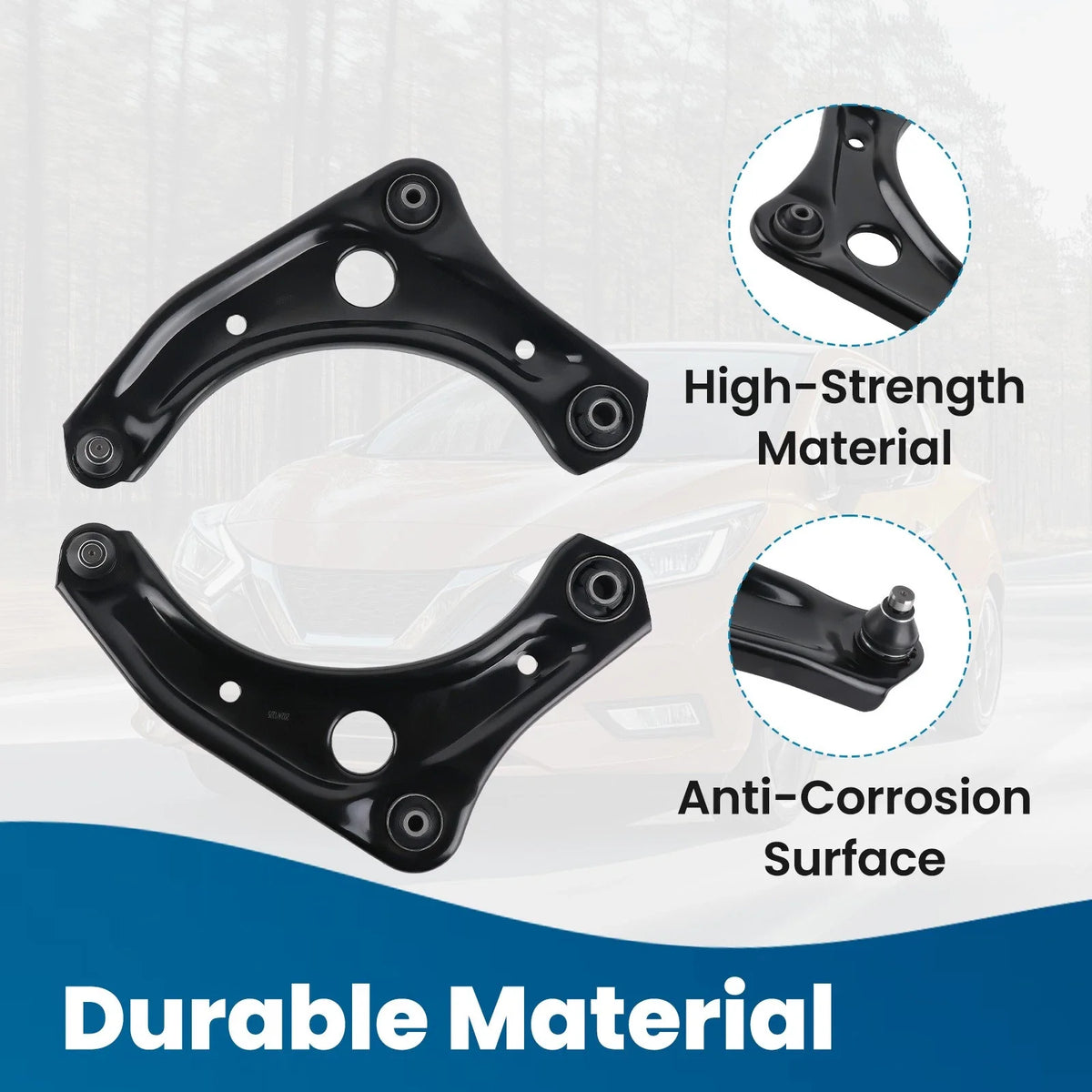 Set of 2 Front Suspension Control Arms + Ball Joints for Nissan Micra (2015–2019)