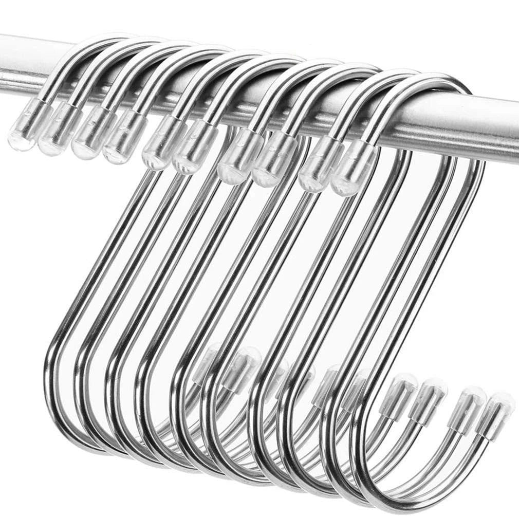 Set of 4 Heavy Duty Stainless Steel S Hooks for Hanging Pots Pans Clothes