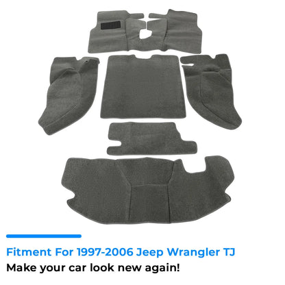 Set of 6 Carpet Floor Mats for Jeep Wrangler TJ (1997–2006) Gray