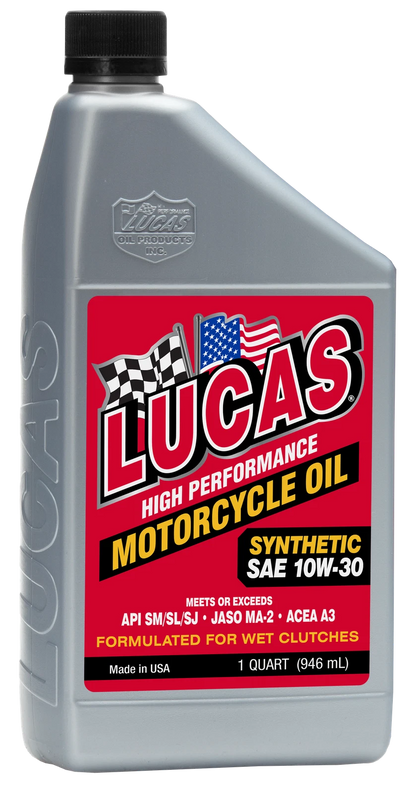 1 Quart Lucas 10708 Synthetic Motorcycle Engine Oil 10W-30