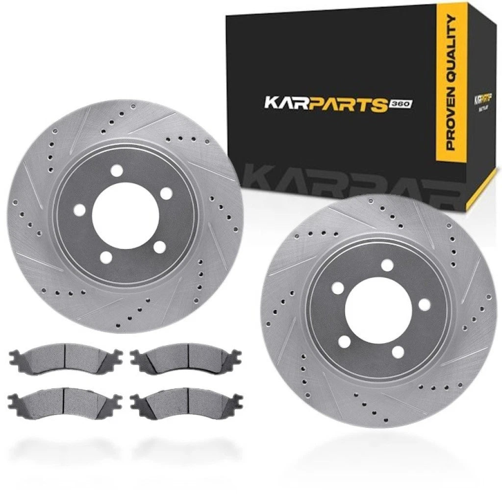 Set of 2 Drilled and Slotted Rotors for Ford Explorer (2006–2010) ALX-PAU-DF-7512-54184-CLA2