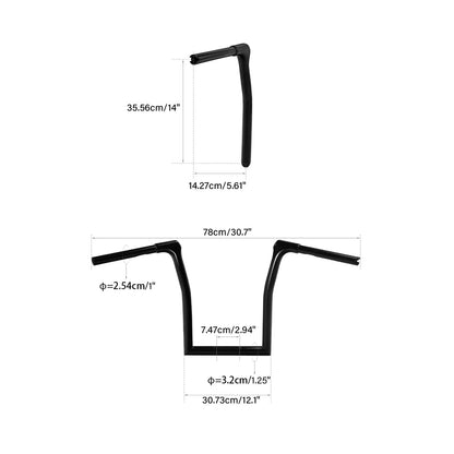 14" Rise 1.25" Fat Ape Hanger Handlebar for Harley Road King (2014–2023)