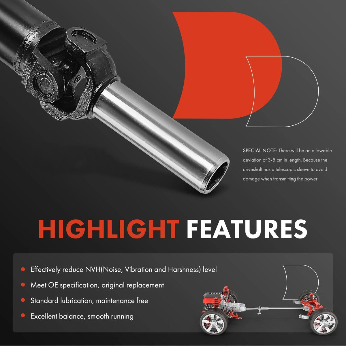 Rear Driveshaft Prop Shaft Assembly for Dodge Durango (1998–1999) 52105313, 52105480, 52105864AA