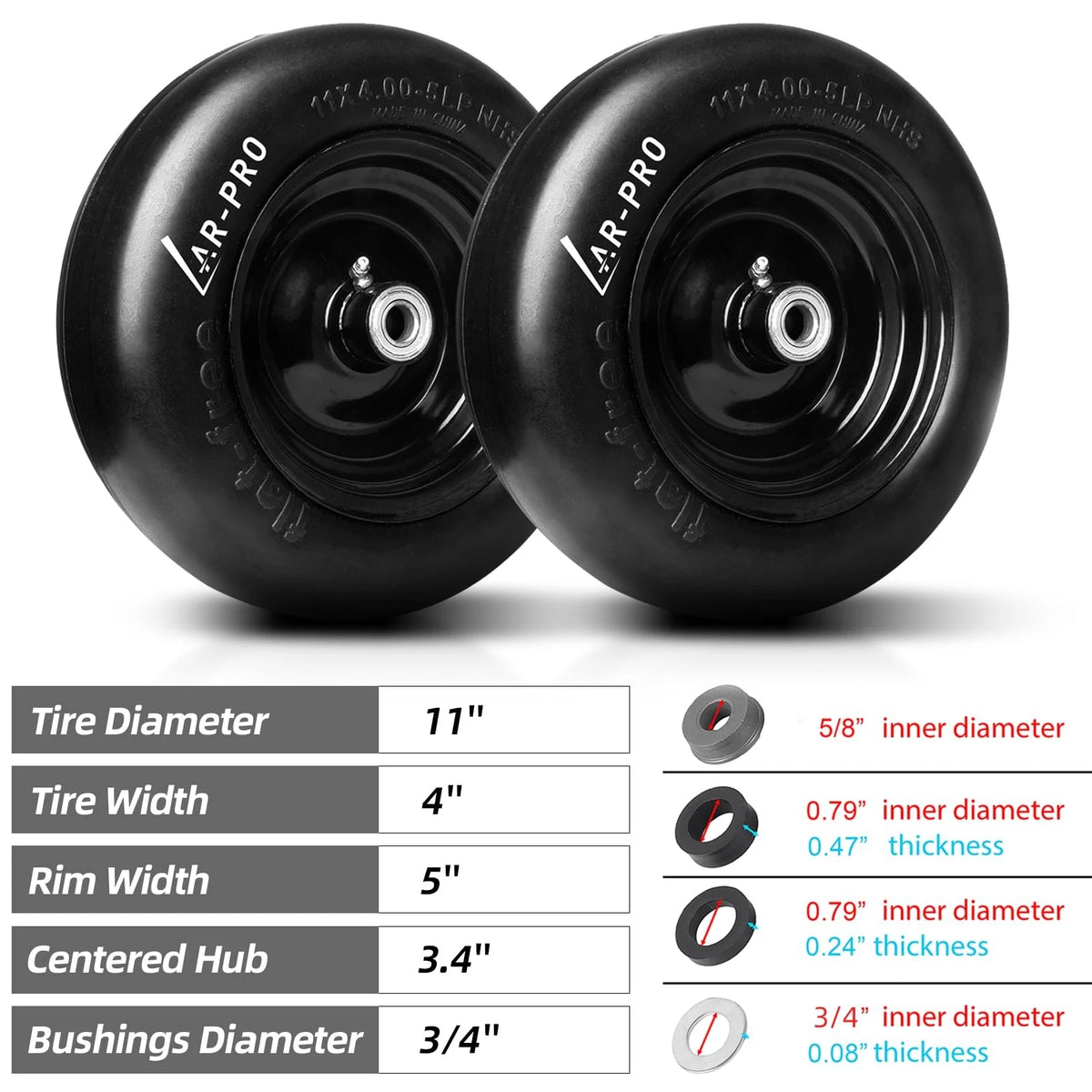 2X Flat-Free Tires 11x4.00-5 for AR-PRO