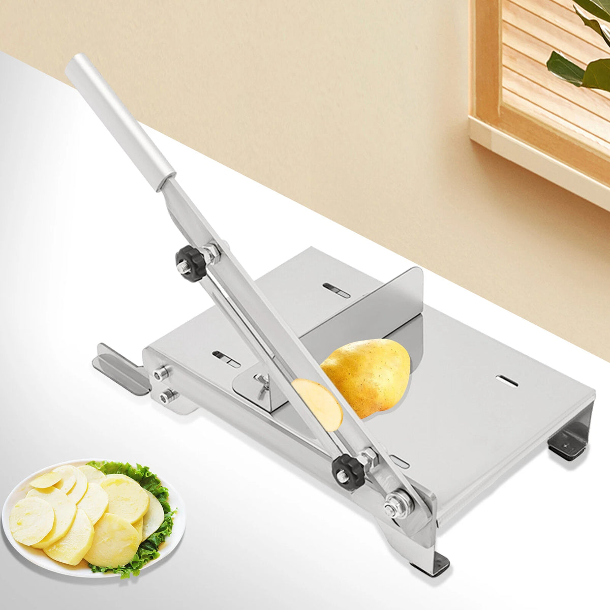 Stainless Steel Manual Meat Slicer for Frozen Meat and Beef Bones
