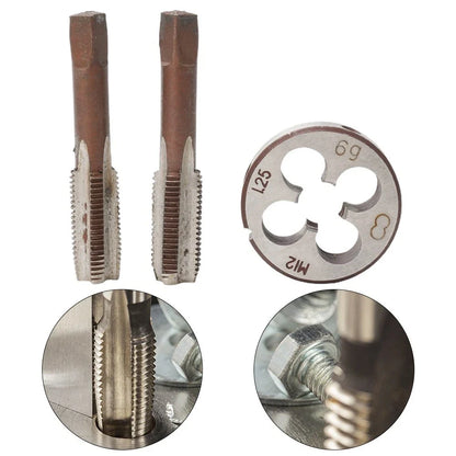 Set of 3 M12X1.25mm HSS Metric Tap and Die Right Hand Thread
