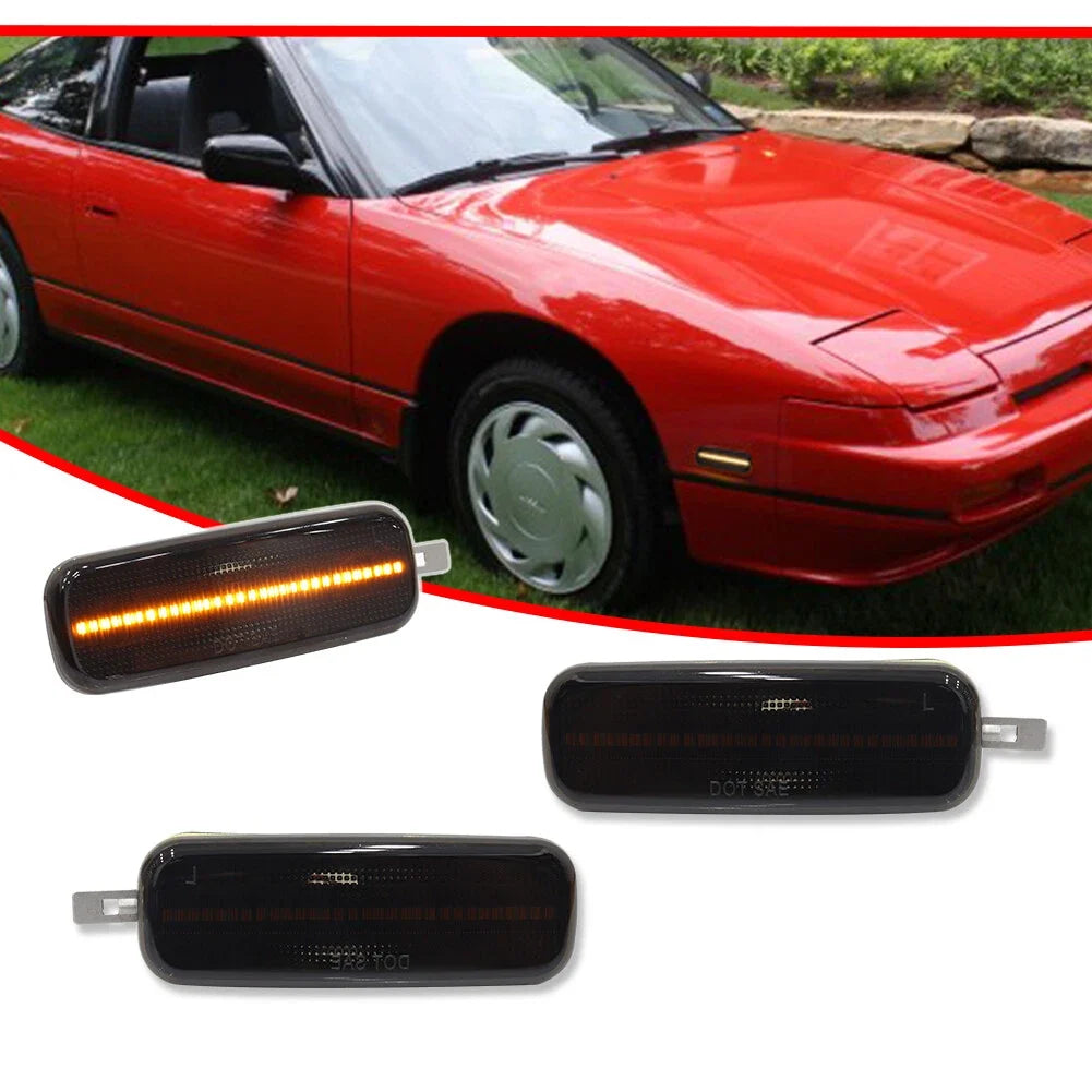 Smoked LED Front Side Marker Lights for Nissan 240SX S13 (1989–1994)