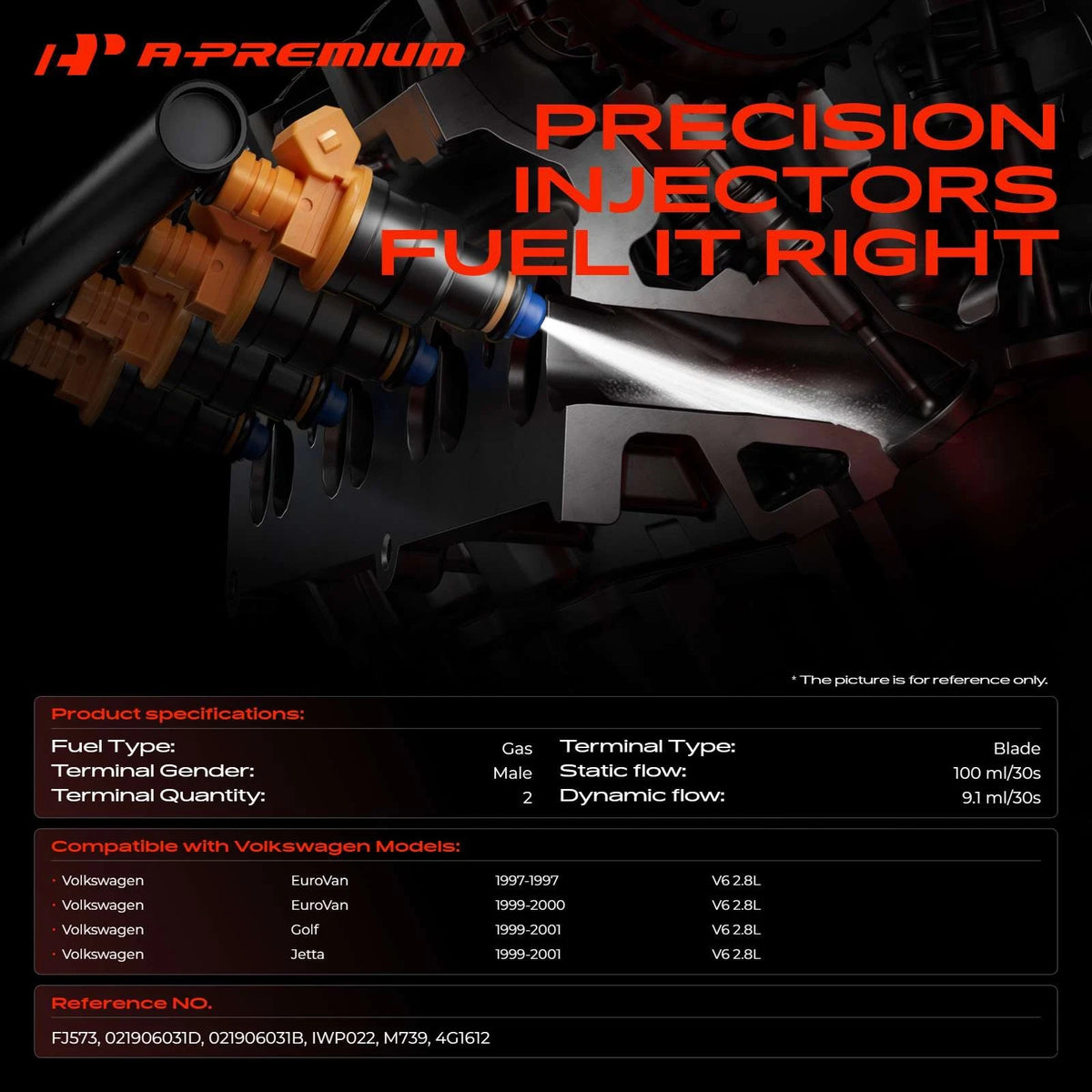 6X Fuel Injector for VW Golf Jetta EuroVan (1997–2001) 021906031D, IWP022
