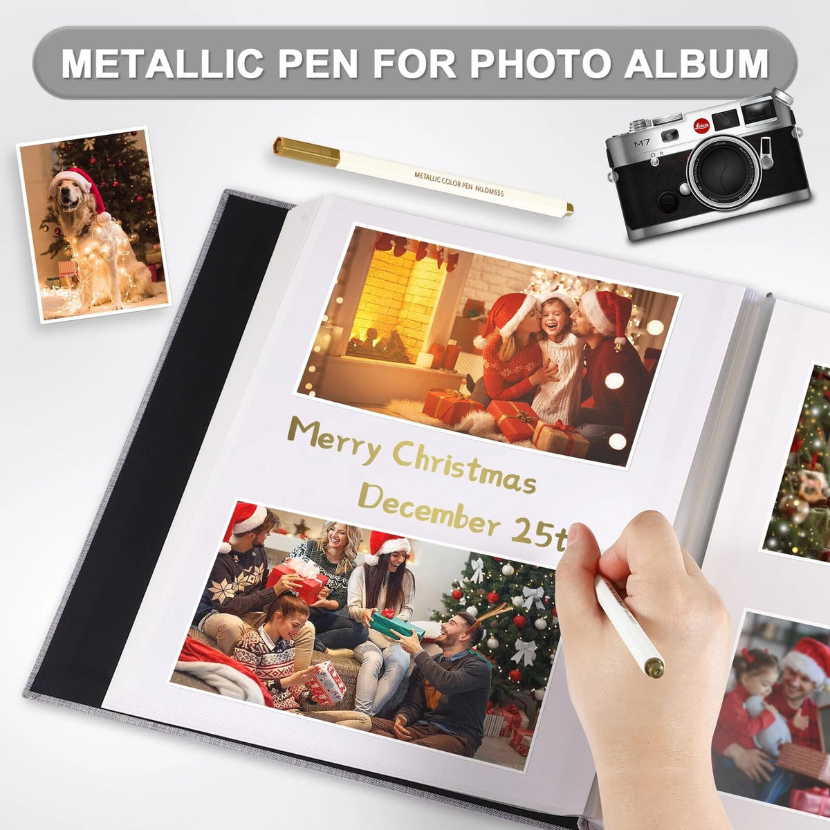 Self Adhesive Photo Album with 40 Pages - Large 11x10.6, Grey