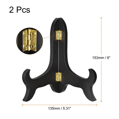 2X 6" Easel Plate Holder for Display Stand (Wooden, Black)