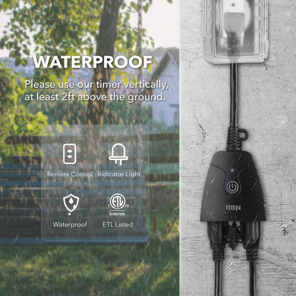 Wireless Remote Control Light Switch Outlet Plug for Outdoor Use (100 FT)