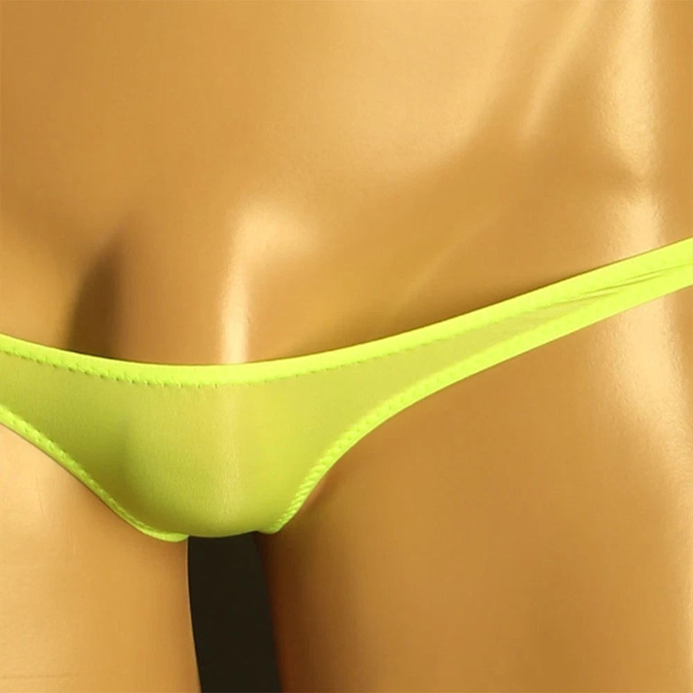 Men's Sexy G String Thongs Underwear Briefs - Ice Silk Triangle Design