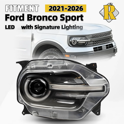Full LED Headlight for Ford Bronco Sport (2021–2026) w/LED Halo Right Passenger