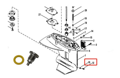Lower Unit Gear Lube Drain Fill Hole Screw for Mercury Mariner (Outboard)