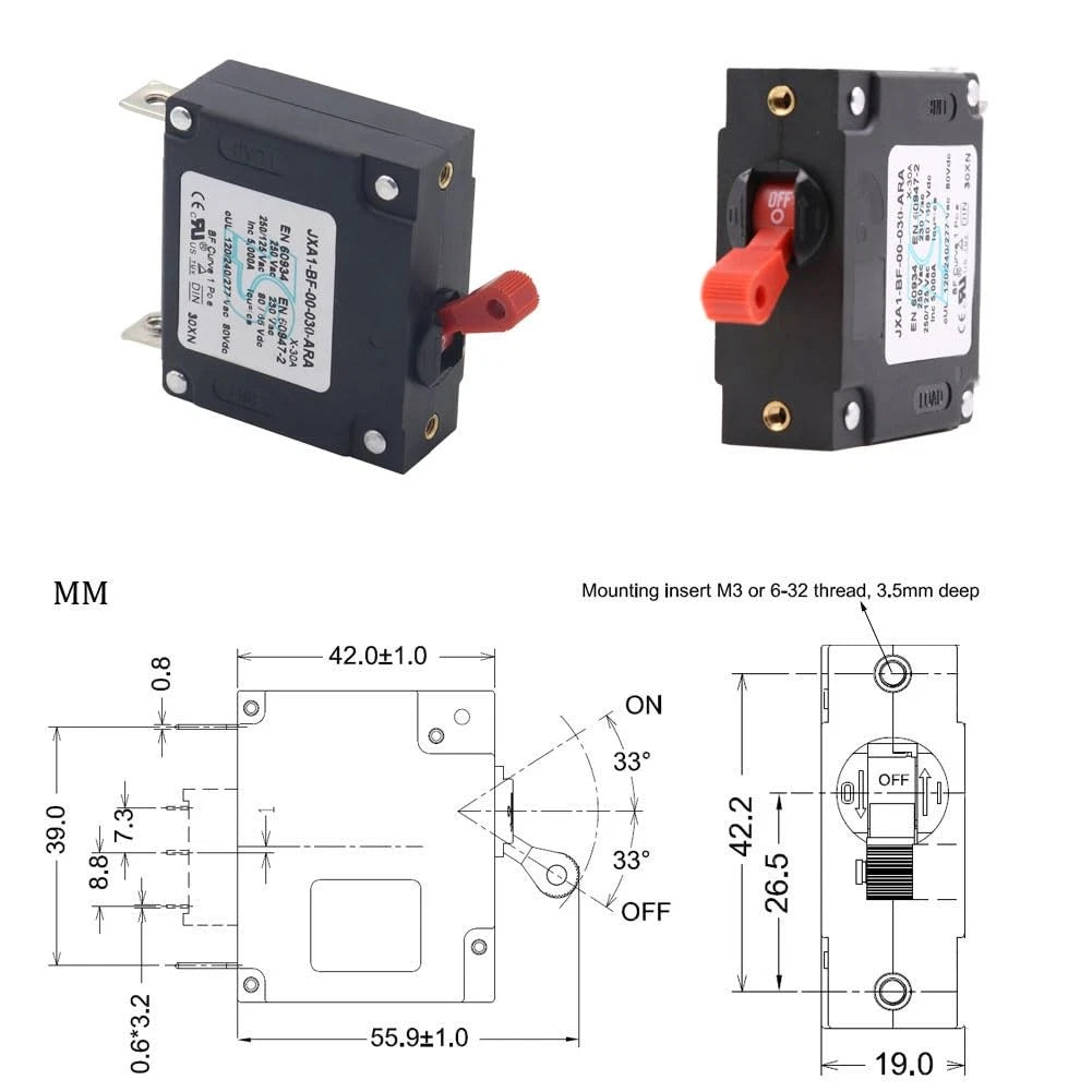 15A Toggle Circuit Breaker for T Tocas (UL Certified)