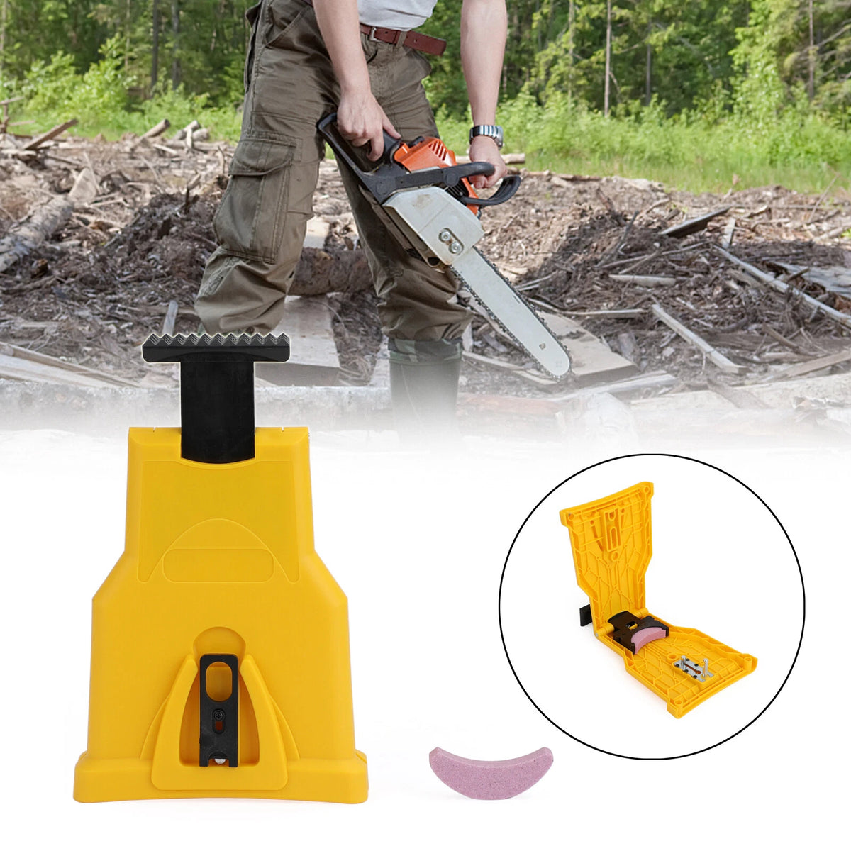 Chainsaw Teeth Sharpener for 14-20 Inch Saw Chain (H032-A007-Yel)