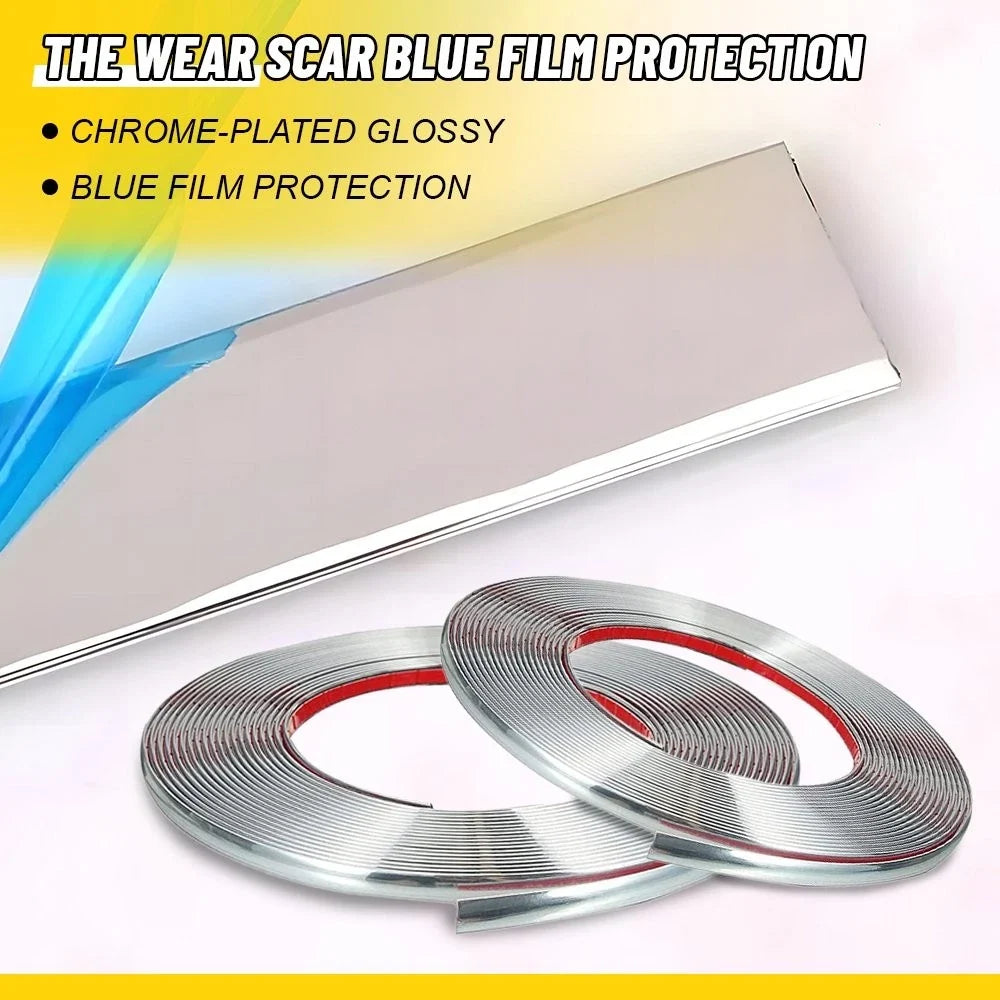 Chrome Molding Trim for Universal Fit Automotive Trunk Side Bumper (0.8cm)