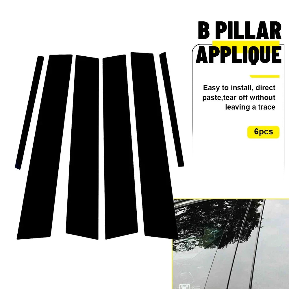 Set of 6 Piano Black Pillar Posts for Dodge Charger (2011–2021)
