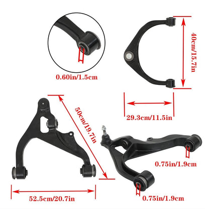 Set of 2 Front Upper Lower Control Arms Ball Joints for Dodge Ram 1500 (2009–2018) K643073, K643074, MS25149, MS25150