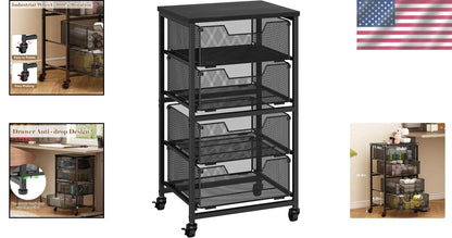 4-Drawer Rolling Storage Cart on Wheels for Universal Use