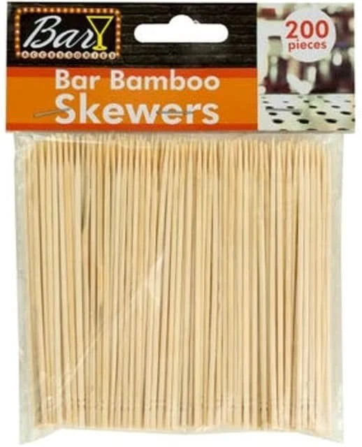 Set of 200 Bamboo Skewers for Grilling and Cooking (4")