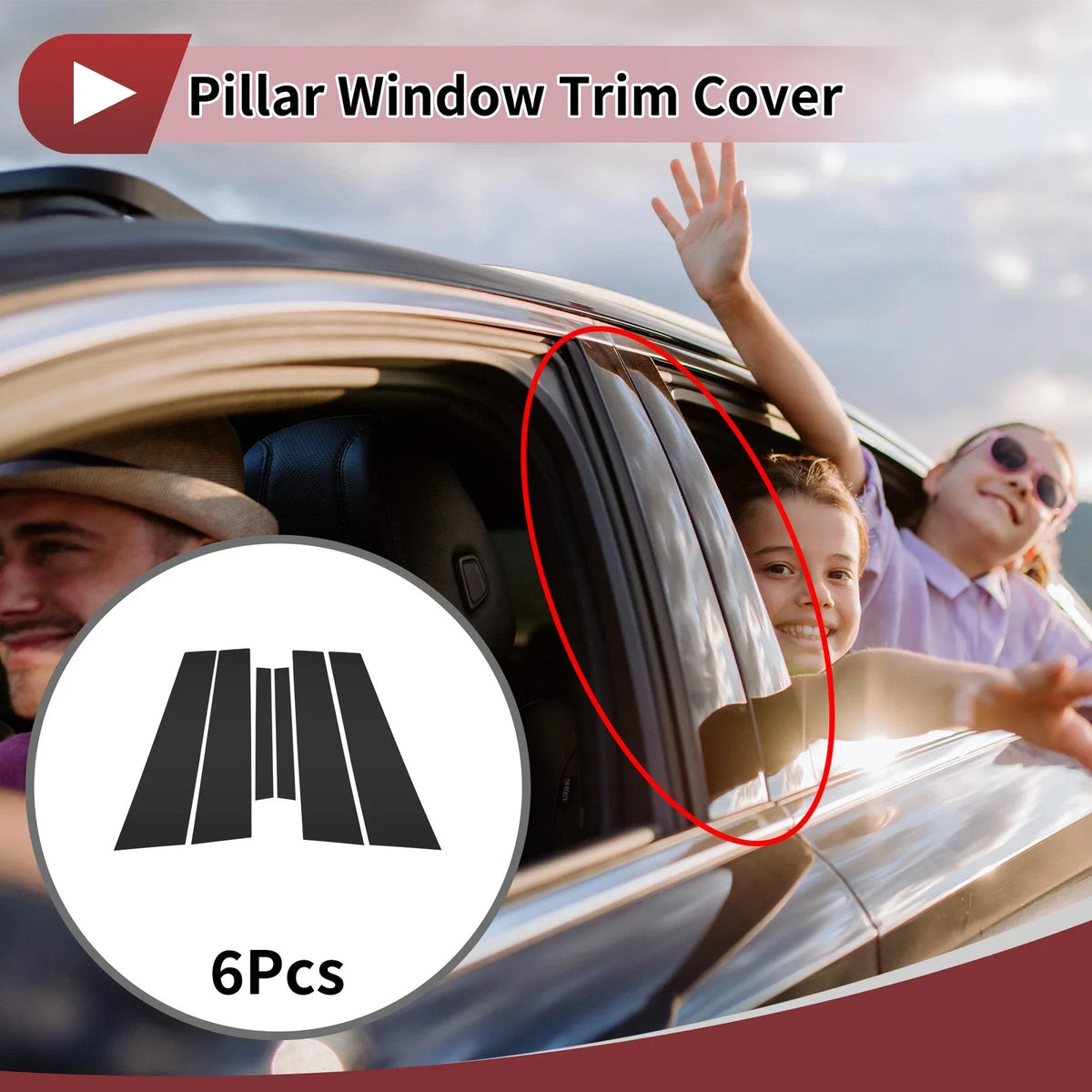 Door Pillar Window Trim for Ford Focus (2019–2023) Black