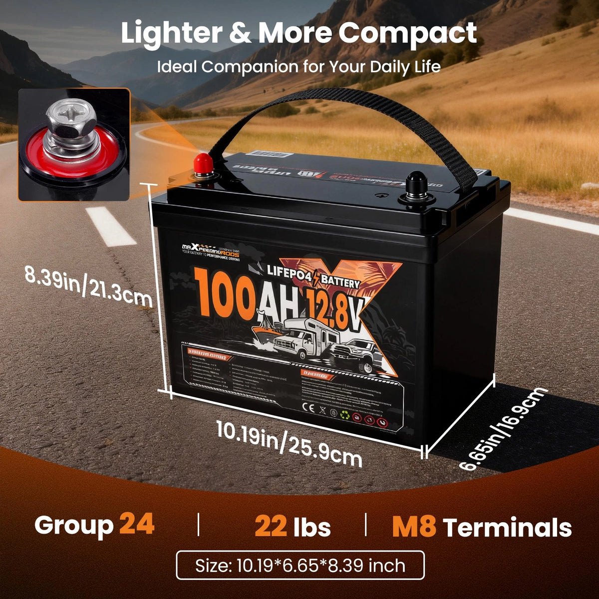 100Ah 12V Deep Cycle LiFePO4 Battery for Caravan Off Grid
