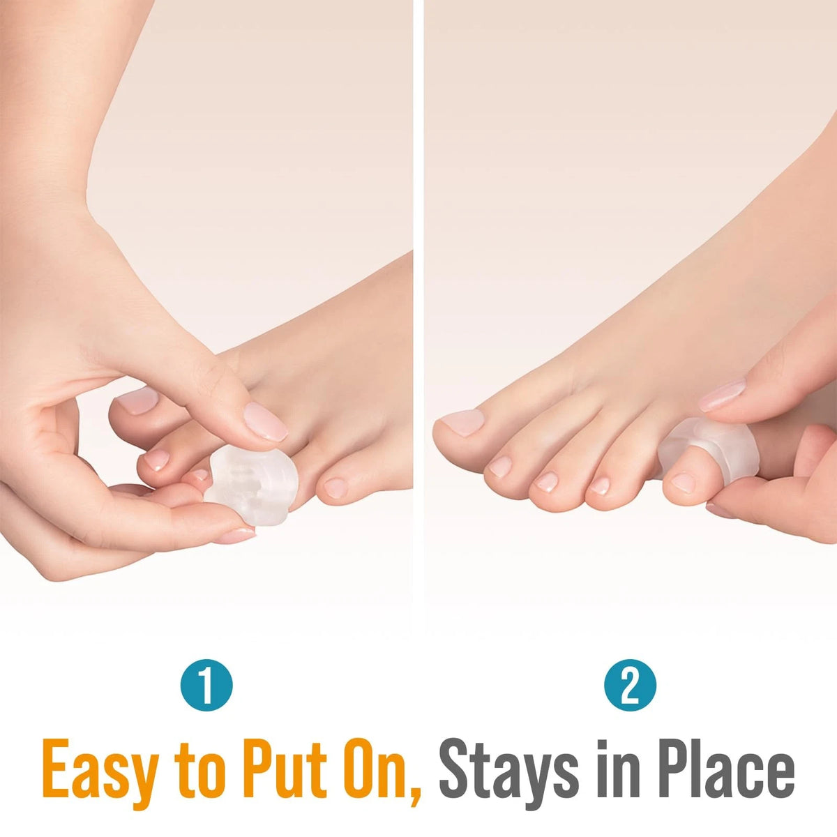 Set of 4 Gel Pinky Toe Spacers for Men & Women - Clear
