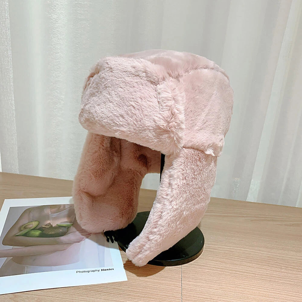 Pink Winter Trapper Aviator Earflap Hat for Women