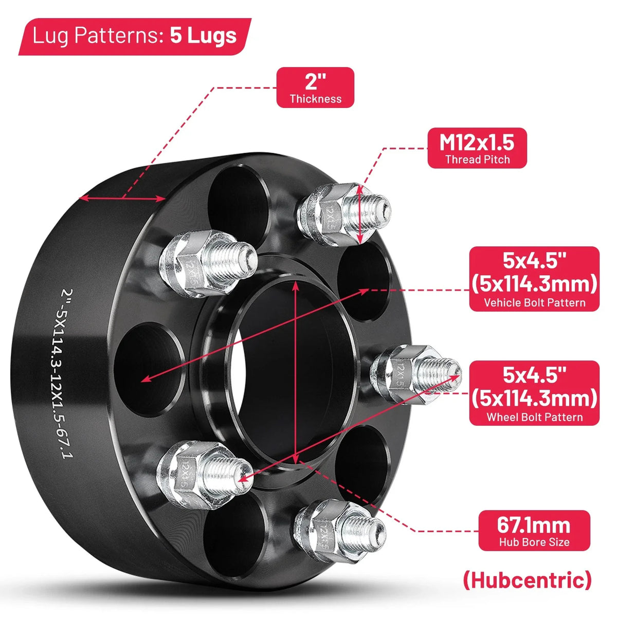 Set of 4 Hubcentric Wheel Spacers 5x4.5 for Mazda MX-5 Miata (2006–2015)