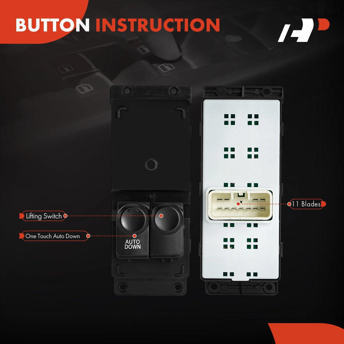 Front Left Power Window Switch for Hyundai Accent (2010–2014) 935700U010, 93570-0U010