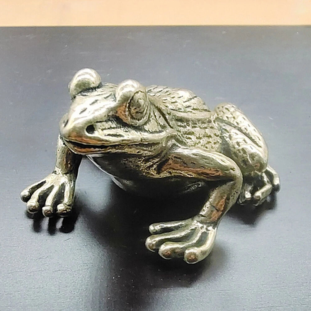 Brass Frog Figurine for Home Office Table Decoration