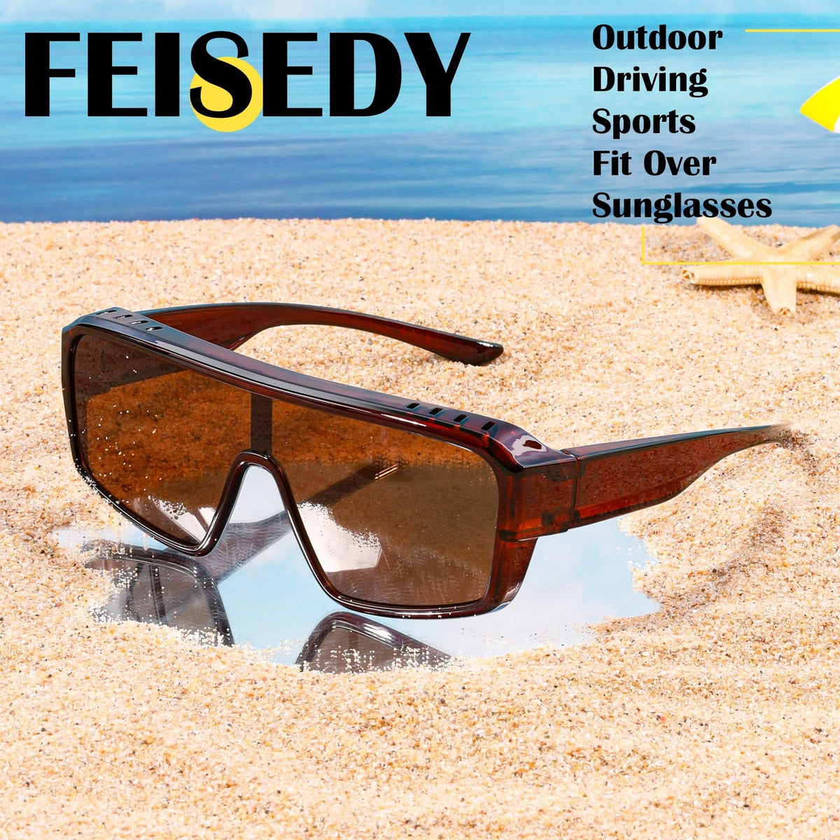 Oversized Square Sunglasses Fit Over Glasses for Men Women