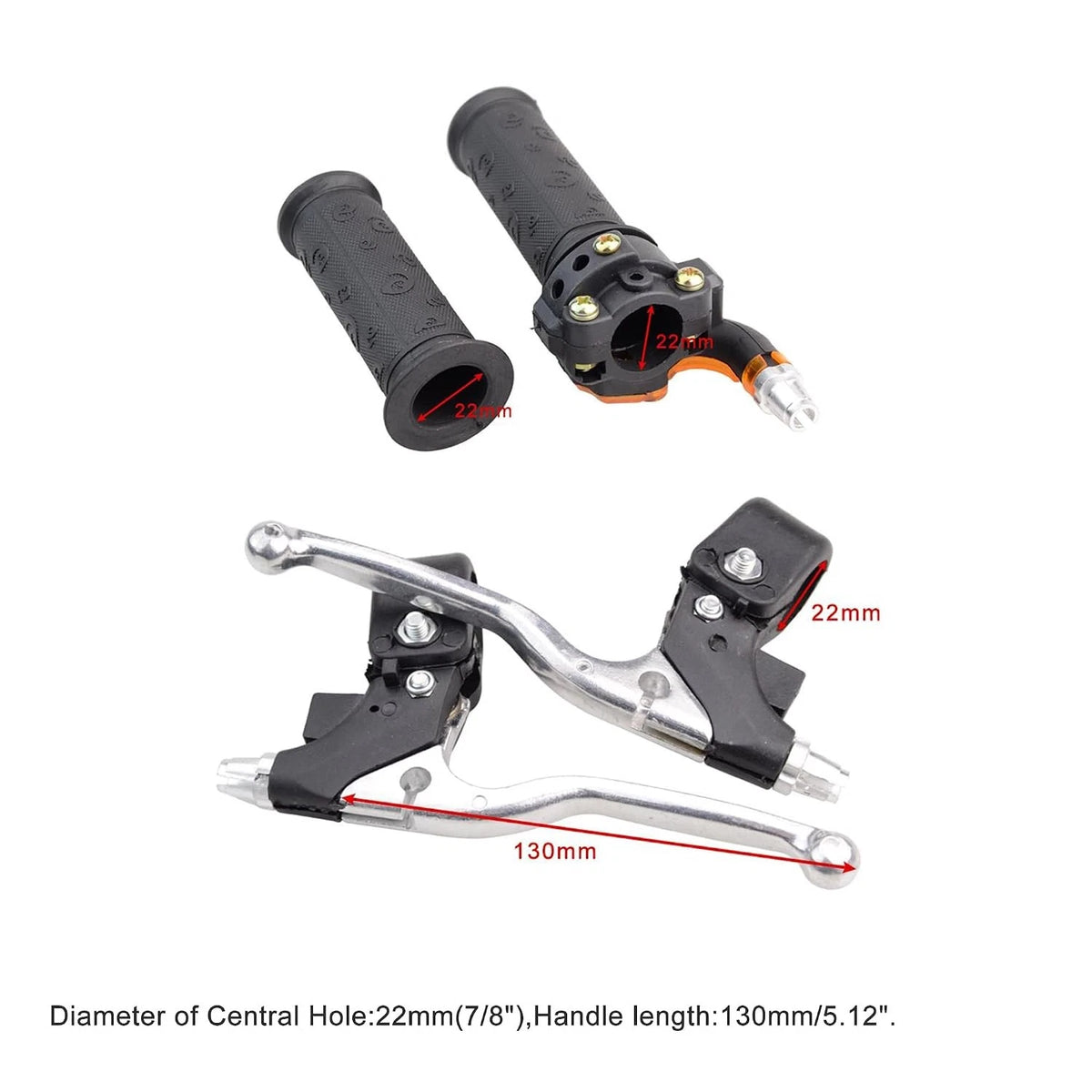 22mm Twist Throttle Grips Brake Levers Set for Mini Bike (47cc 49cc)