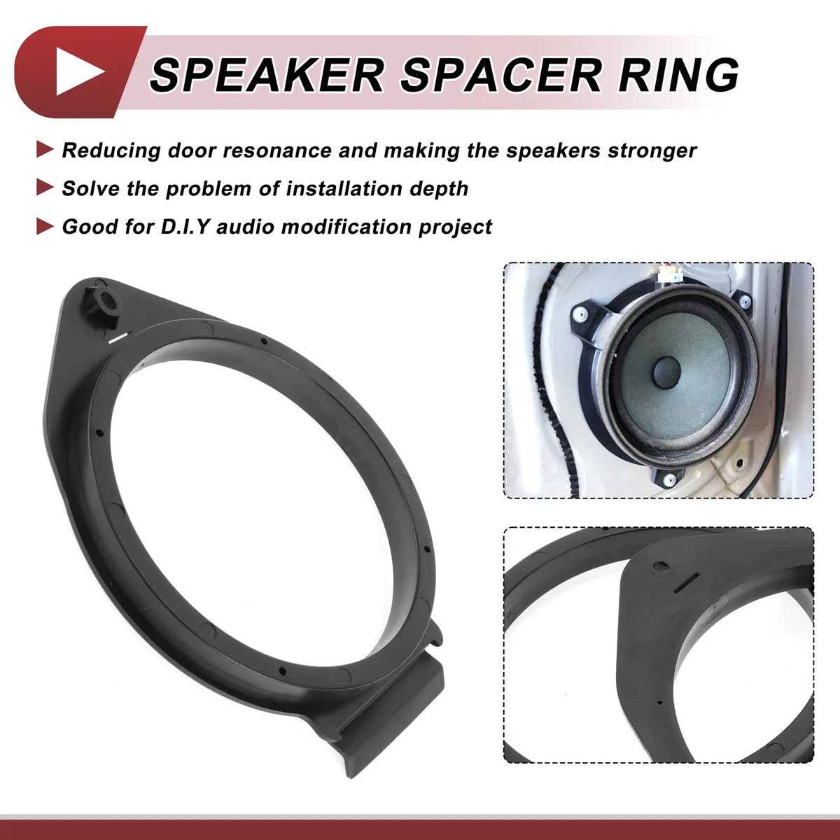 2X Speaker Spacer Ring Adaptor for Chevrolet Avalanche (2007–2020) 6.5" ABS