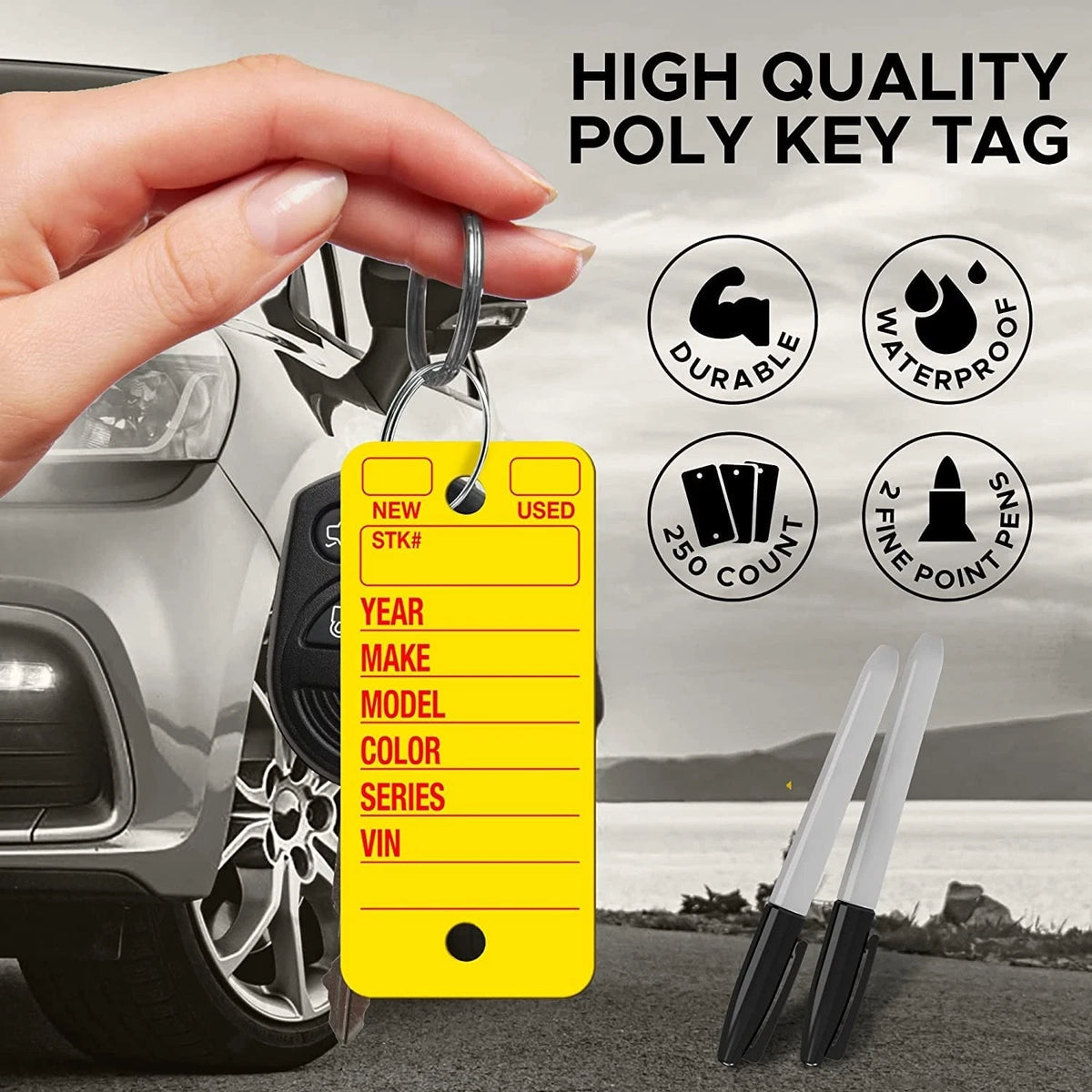 250 Poly Tag Key Tags with Ring (Yellow)