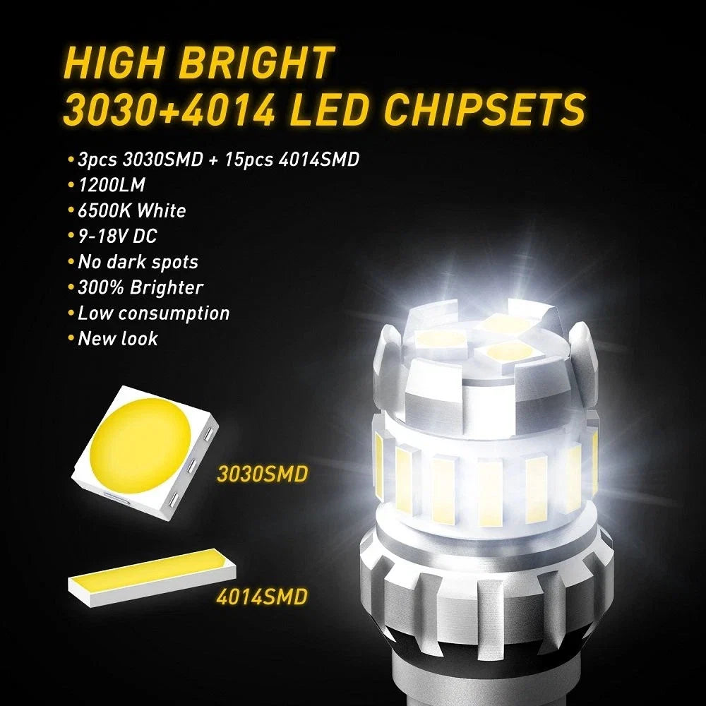 4X T15 921 LED Backup Reverse Light Bulb 2400LM Xenon White (Error Free)