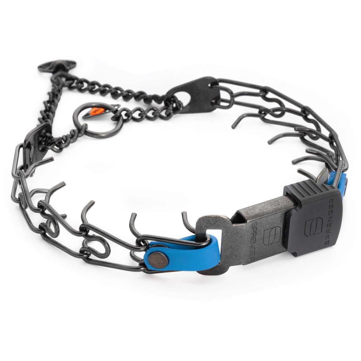 Black Stainless Steel Dog Collar with Quick Release ClicLock Buckle