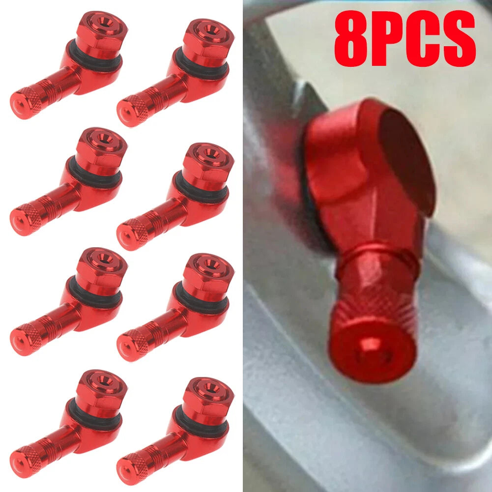 8PCS Red 90 Degree Aluminum Valve Stems for Motorcycle Tire Rim Wheel