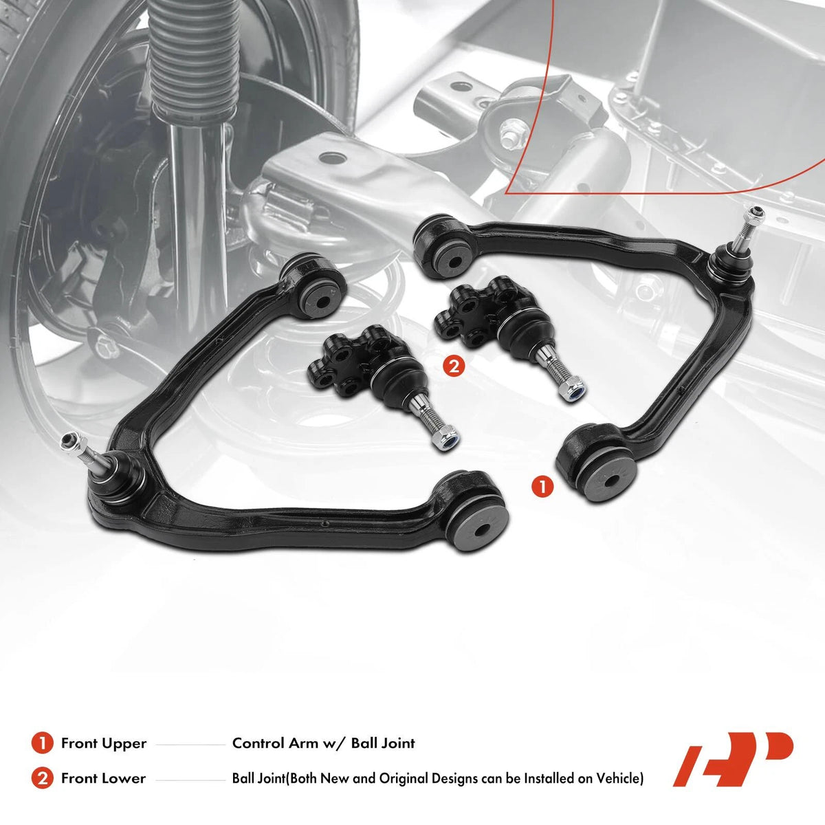 Set of 4 Front Upper Control Arms w/ Ball Joints for Chevy Silverado 1500 (2014–2018) - 15047200, 15864153, K80826, K6539
