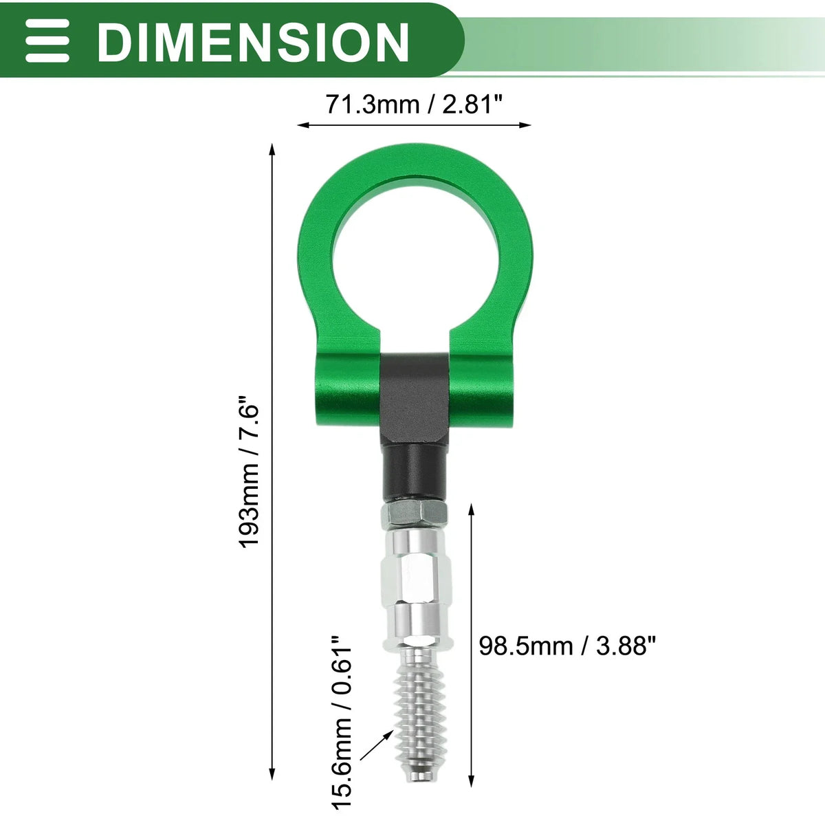 Tow Hook Set for Ford Focus (1998–2025) 15.6mm Aluminum Alloy Green