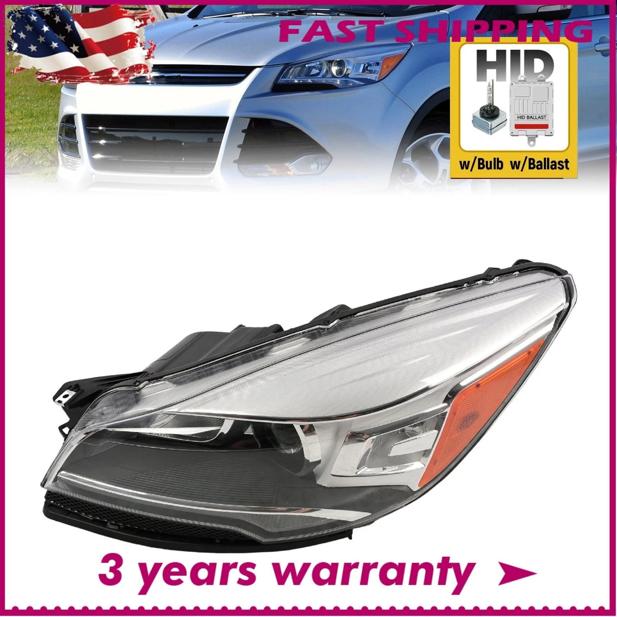 HID/Xenon Headlight for Ford Escape (2013–2016) FO2502311, CJ5Z13008B